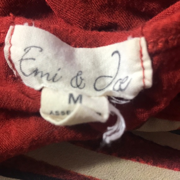 Emi & joe Chevron Baseball Sleeve Top Red M - Picture 6 of 6